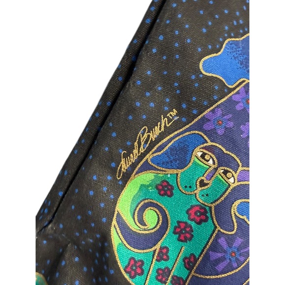 Laurel Burch Dogs and Doggies Canvas Bag Large 18" Artsy Travel Book Tote Sack - Picture 4 of 16